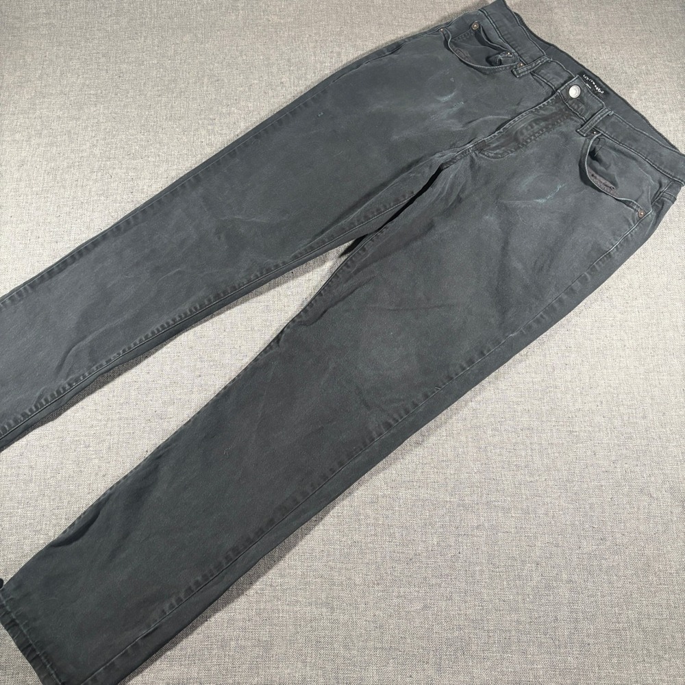 Lucky Brand 121 Slim Straight Jeans Mens 34x32 Black Faded‎ Distressed Pants